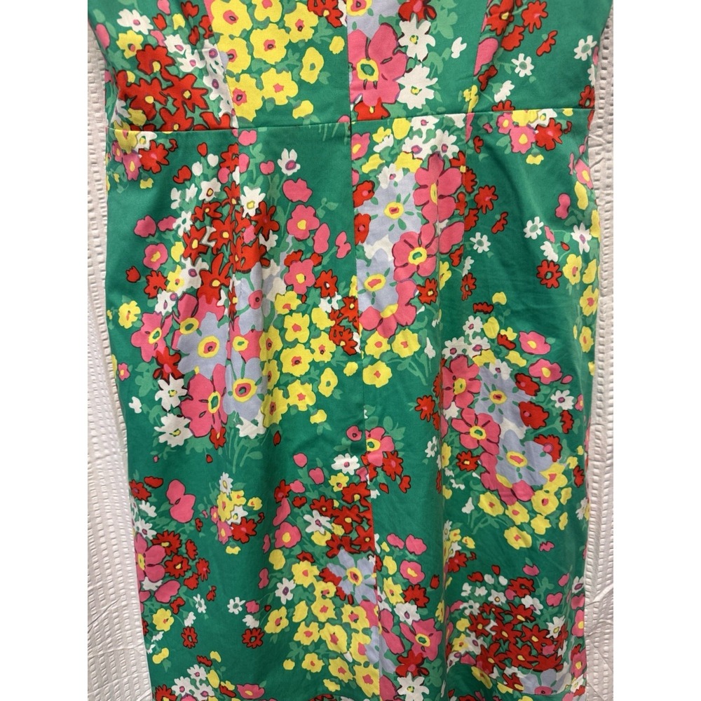 Talbots Women's SZ 2P Floral Sleeveless Fit and Flare Midi Dress‎ Green Pink - Picture 10 of 14